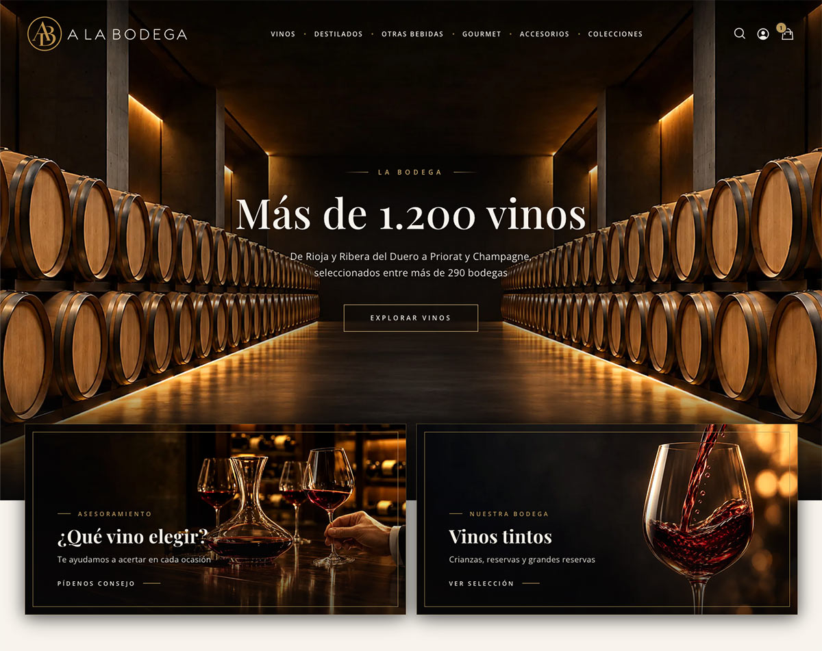 Portada de aLaBodega.com, tienda online de vinos