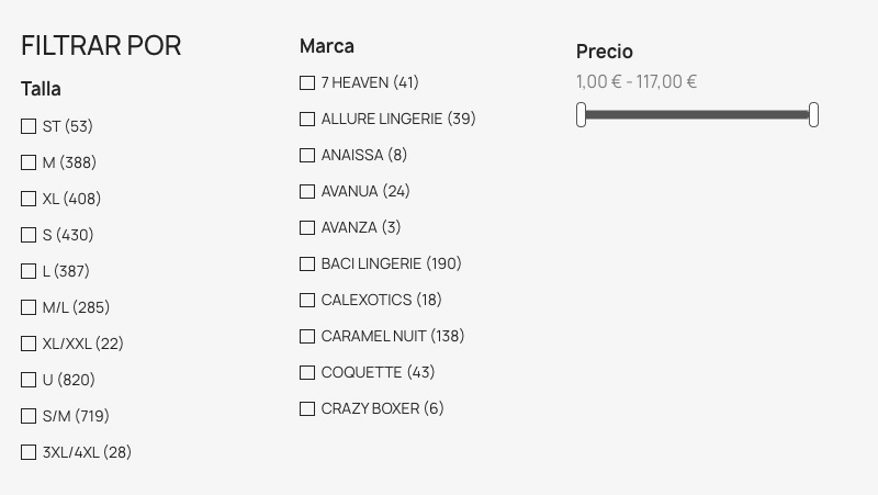 Filtro de Catálogo