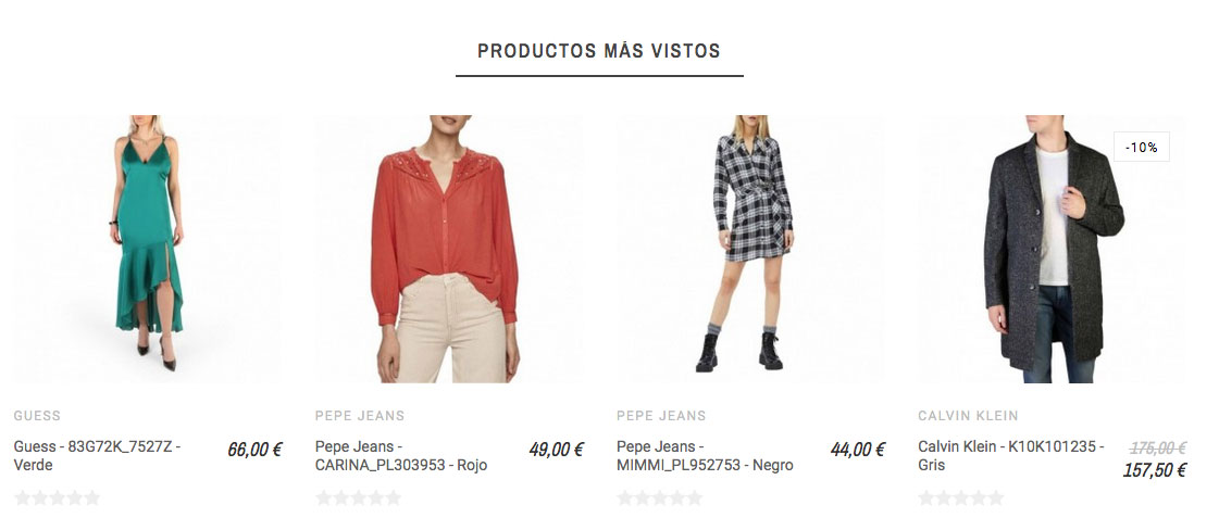 Productos más vistos