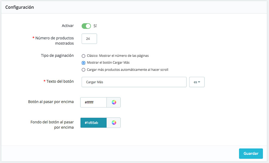 Sistema de páginación configurable