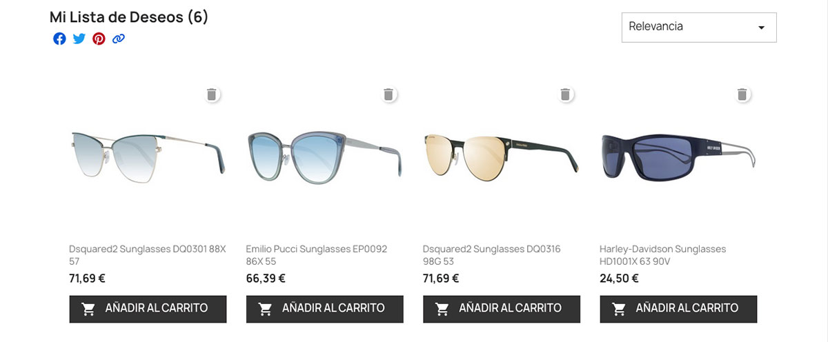 El cliente podrá crear Listas de Deseos y guardar productos en ellas